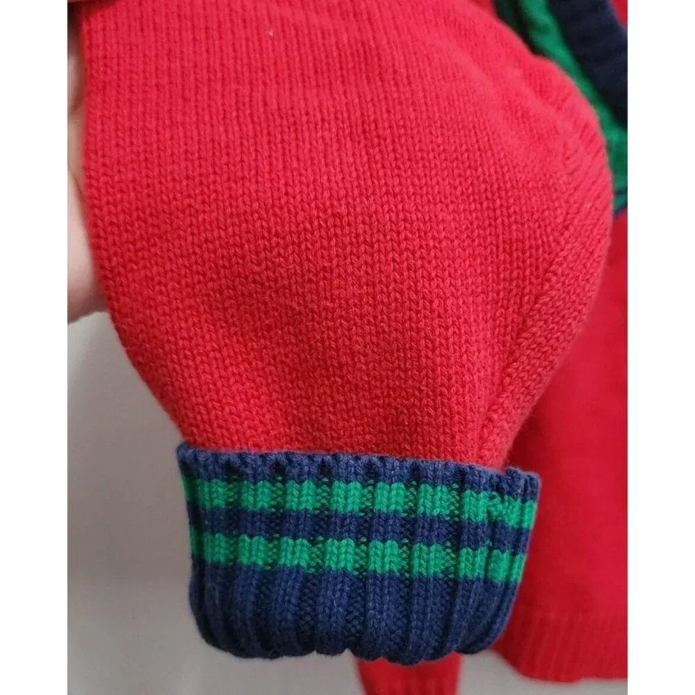 Vintage Gymboree Retro Long Sleeve Knit Pullover Sweater Rainbow Tag Red‎ Size L